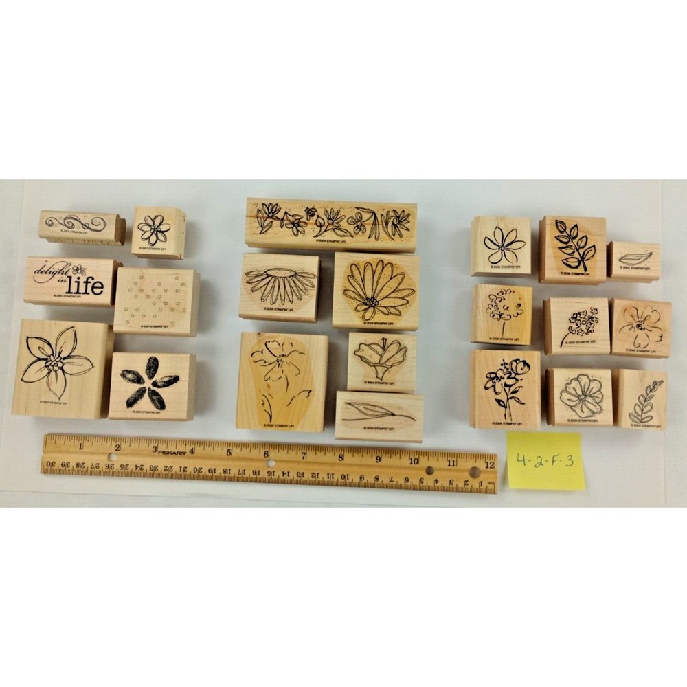 Lot‎ of 21 Stamps Wooden Rubber Stampin' Up Floral Delight in Life Set